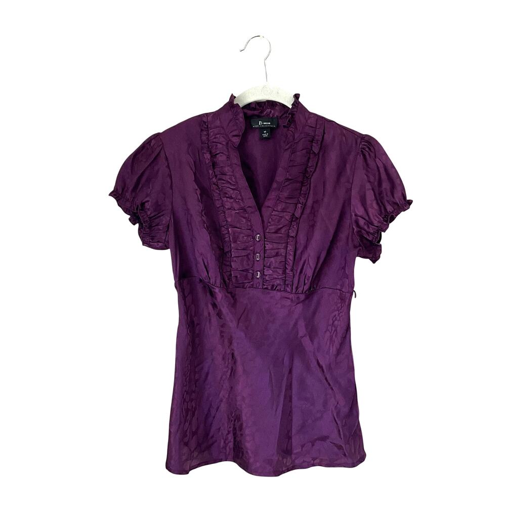 B-Wear Violet Silky Animal Print Top: 90s, Y2K
